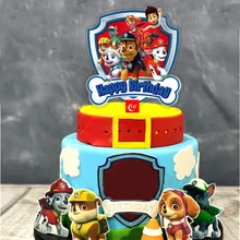 Paw Patrol Cartoon Baking Cake Decoration Set Children Birthday Party Plug-in Supplies Kids Anime Figures Kawaii Cup Cake Card