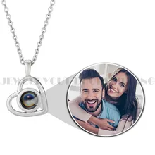 Personalized Heart Photo Projection Necklace Christamas Day Gift Photo Custom Jewelry Birthday Lover Family Memory keepsake