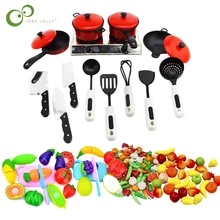 Pretend Play Set Plastic Fruit Vegetable Toys DIY Cutting Game Children Mini Ktichen Cookware Pot Pan Kids Pretend Cook Play DDJ