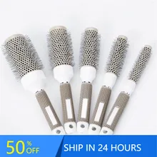Professional 5 Size Hair Brush Comb Hairbrush High Temperature Resistant Ceramic Iron Round Comb Hair Styling Tool 20#826