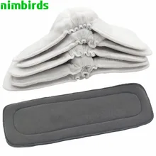 Reusable Washable Diaper Inserts Bamboo Cotton Elastic Inserts Boosters Liners For Baby Diaper Cover Nappies Charcoal Insert