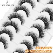 SEXYSHEEP False Eyelashes 6D Super Fluffy Wispy Faux Mink Eyelashes Cat/Fox Eye Effect Dramatic Lashes Eyelash Extension Makeup