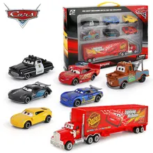 Set Disney Pixar Car 3 Lightning McQueen Jackson Storm Mack Uncle Truck 1:55 Diecast Metal Car Model Toy Boy Christmas Gift