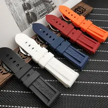 Silicone Rubber Watchband 22mm 24mm 26mm Black Blue Red Orange White Watch Band For Panerai Strap Waterproof Tang Buckle tool