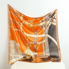 Silk Square Scarf Women Kerchief Hijab 2022 Summer Luxury Brand Female Beach Stoles Echarpe Satin Headband Shawl Wraps Bandana