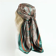 Silk Square Scarf Women Kerchief Hijab 2022 Summer Luxury Brand Female Beach Stoles Echarpe Satin Headband Shawl Wraps Bandana