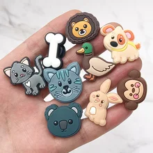 Single Sale Cartoon Animals PVC Shoe Buckle Accessories Funny DIY Cat Dog Rabbit Shoe Decoration Jibz For Crocs Charms Kids Gift