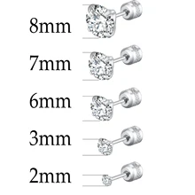 Stainless Steel 4 Color CZ Zircon korean Earrings For Women Crystal Screw Titanium Steel Ear Studs Anti Allergic Body Jewelry