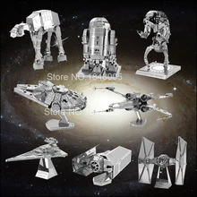 Star Wars 3D Metal Puzzle R2D2 X Wing Fighter Millennium ATAT BB8 Model Kits DIY Laser Cut Assemble Jigsaw Gift Adult Kids Toys