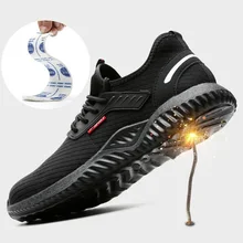 Steel Toe Safety Shoes Mens Lightweight Breathable Puncture Proof Light Sneaker Non-slip Industrial & Construction Work Shoes