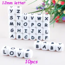 Sunrony 12mm 10Pcs Silicone Letters Beads English Alphabet Baby Teether For Personalized Name DIY Pacifier Chain Clip Toys