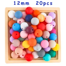 Sunrony 20Pcs 12mm Silicone Round Beads Baby Teether DIY Pacifier Chain Bracelet BPA Free Teething Necklace Accessory Toys