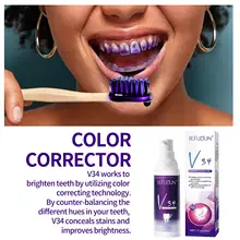 Teeth Whitening Toothpaste V34 Color Tooth Correction Whitener Teeth Purple Non-invasive Whitening Toothpaste And N6Z7 30ml