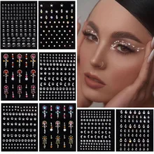 Temporary Tattoo Party Rhinestone Makeup Tool Facial Eyebrow Sticker Eye Sticker Forehead Face Sticker Acrylic Gem Nail Sticker