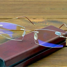 Titanium Alloy 15 Layers Coated Medical Silicone Nose Pads Antislip Temple Rimless Frame Reading Glasses +0.75 +1 +1.25To+4