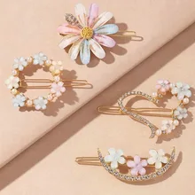 Top Daisy Rhinestone Hairpin Hair Clips for Women Korean Fashion Fairy Summer 2022 New Flower Side Clip y2k Hair Accessories