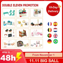 Toys Doll Forest Family Montessori Kitchen Miniature Doll House 1/12 Toy Kitchen Accessories Dollhouse Furniture Toys for Girls