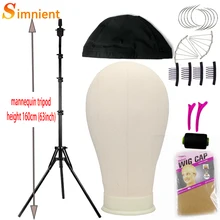 Training Mannequin Head Canvas Block Head Display Styling Mannequin Manikin Head WigTripod Stand Free Get T Pins Wig Install Kit
