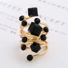 Trendy Oversize Multi Stone Rings for Women Lady Irregular Crystal Rhinestone Charm Open Ring Korean Gothic Party Jewelry
