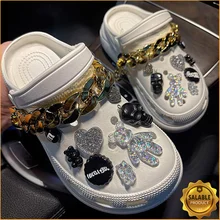 Trendy Rhinestone Croc Charms Designer DIY Quality Women Shoes Charms for JIBS Anime Chain Clogs Buckle Kids boys girls Gifts