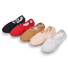 USHINE professional quality Children dance slippers canvas soft Sole belly yoga gym ballet shoes girls woman man ballerina