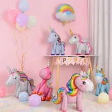 Unicorn Birthday Balloons Party Decor Rainbow Foil Number Balloon Birthday Party Decoration Kids Gift Baby Shower Globos