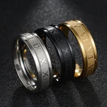 Vintage Roman Numberss Ring Temperament Fashion 6mm Width Stainless Steel Couple Ring For Men Woman Party Jewelry Birthday Gifts