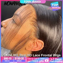 WOW ANGEL HD Lace Front 250% 13x6 HD Lace Front Wig Straight Invisible HD Lace Melt Skin HD Lace Front Human Hair Wig prepluck