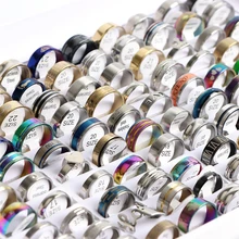 Wholesale 50/100 Pcs/Lot Fashion Stainless Steel Love Stripe Rings Jewelry For Women Men Mix Style Size Party Gift