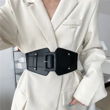 Wide Elastic Corset Belt Ladies Dress Suit Stretch Cummerbunds Plus Size Belts For Women High Quality Big Waistband White