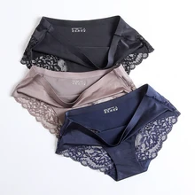 Women panties Luxury pearlescent cloth lace splicing sexy underwear One piece seamless women's underwear briefs for women