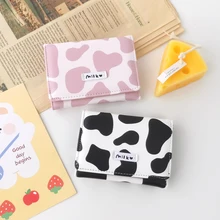 Women's Cute Wallet Cow Print PU Leather Business Card Holder Female Girl's Coin Purse Pouch Women Tri-fold Cartoon Short Wallet