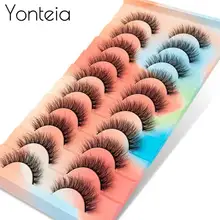 Yonteia 3/5/10 Pairs 3D Mink Lashes Fluffy Soft Wispy Volume Natural long False Eyelashes Eye Lashes Reusable lashes Makeup