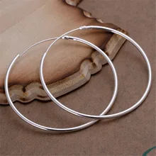 factory price E042 wholesale round circle Smooth girl silver color earrings high quality fashion classic jewelry antiallergic