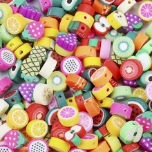 iYOE 30/50/100pcs Fruit Polymer Clay Beads Pineapple Peach Watermelon Avocado Spacer Beads For Jewelry Making Bracelet Necklace