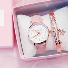 orologio donna New Cute Heart-shaped Dial Children's Female Watch Female Student Fashion Watch Simple Girl Girlfriend Watch