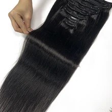straight Clip In Human Hair Extensions 100g/set straight Clip In Extension Full Head Brazilian Clip on Hair Extension for Women